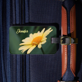 Etiqueta Para Maletas Flor de margarita amarilla cierra personalizada