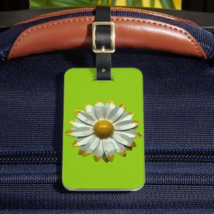 Etiqueta Para Maletas Flor de margarita MOD audaz - Verde de verano de p