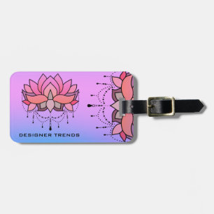 Etiqueta Para Maletas Flor elegante de Bonito azul rosa personal Lotus