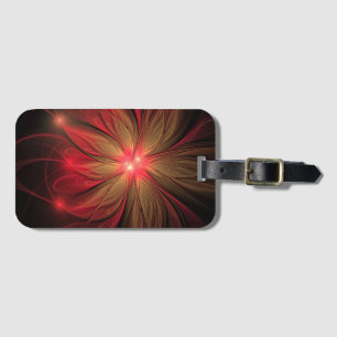 Etiqueta Para Maletas Flor fractal de fanatismo rojo
