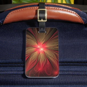 Etiqueta Para Maletas Flor fractal de fanatismo rojo