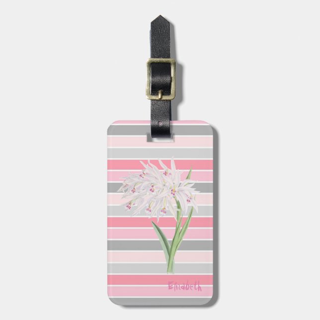Etiqueta Para Maletas Flor Girly Cute, Rayas (Frente Vertical)