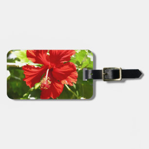 Etiqueta Para Maletas Flor hibiscus roja de Hawái
