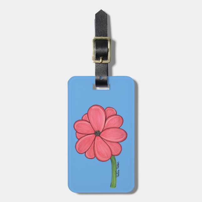 Etiqueta Para Maletas Flor llena rosa (Frente Vertical)