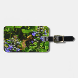 Etiqueta Para Maletas Flor morada y abeja burbuja