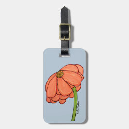 Etiqueta Para Maletas Flor naranja con fondo azul
