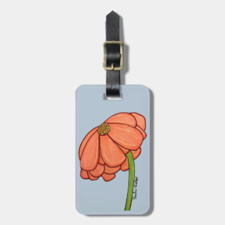 Etiqueta Para Maletas Flor naranja con fondo azul