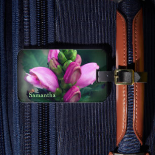 Etiqueta Para Maletas Flor rosa de cabeza de toro personalizada