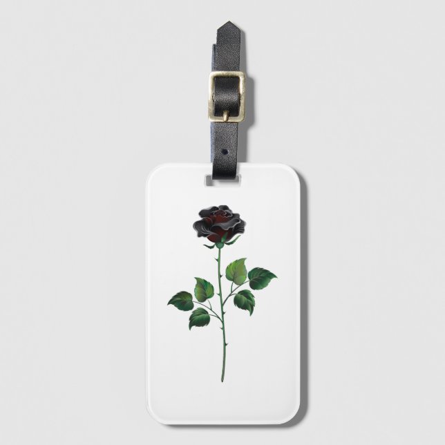 Etiqueta Para Maletas Flor rosa negra (Anverso vertical)