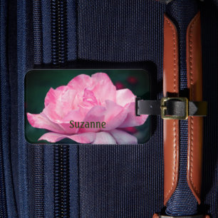 Etiqueta Para Maletas Flor rosa rosa fuerte personalizada