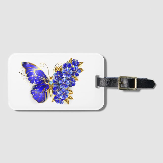 Etiqueta Para Maletas Flor Sapphire Mariposa (Anverso horizontal)