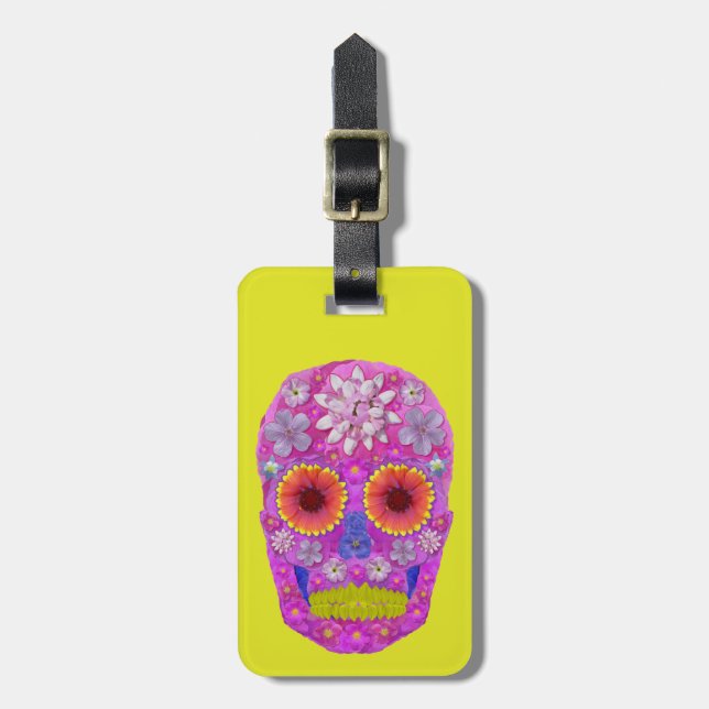 Etiqueta Para Maletas Flor Skull 2 (Frente Vertical)