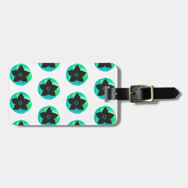 Etiqueta Para Maletas Flor verde hawaiana (Frente Horizontal)