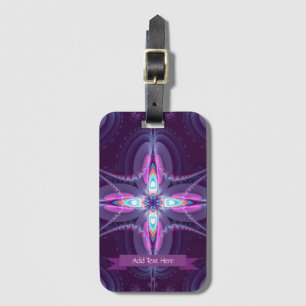 Etiqueta Para Maletas Flor violeta rosada fractal