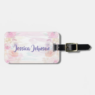 Etiqueta Para Maletas Floral Acuarela Pastel Bonita