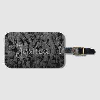 Etiqueta Para Maletas Floral Antiguo Gótico Blanco y Negro