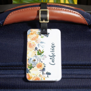 Etiqueta Para Maletas Floral azul turbia y dulce personalizada