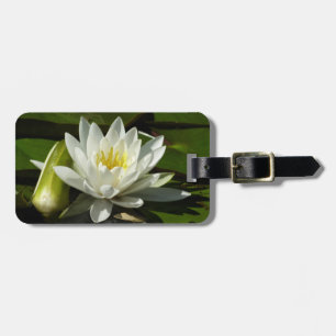 Etiqueta Para Maletas Floral blanca y azul