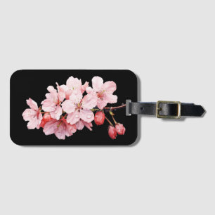 Etiqueta Para Maletas Floral Cerezo en flor en flor Pink Black Feminine