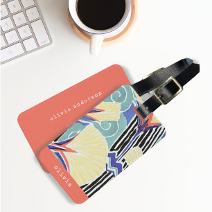 Etiqueta Para Maletas Floral colorida de E.A. Séguy Personalizada