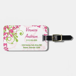 Etiqueta Para Maletas Floral de abstrato blanco rosado personalizada