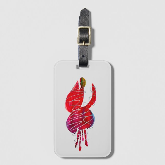 Etiqueta Para Maletas Floral de acuarela abstracta de fucsia (Anverso vertical)