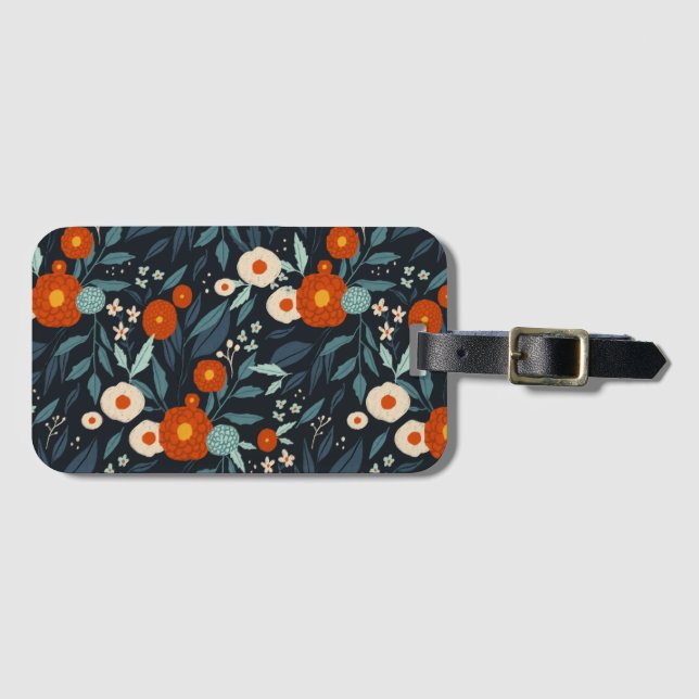 Etiqueta Para Maletas Floral de flores (Anverso horizontal)