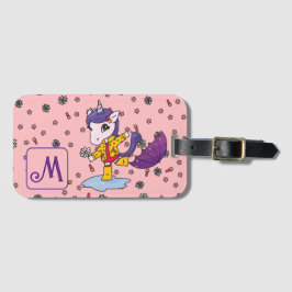 Etiqueta Para Maletas Floral de unicornio de coral simple y lindo person