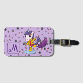 Etiqueta Para Maletas Floral de unicornio malva y malva personalizada