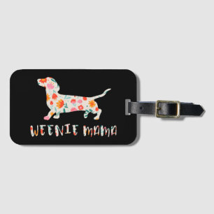 Etiqueta Para Maletas Floral de Weenie Mama Dachshund