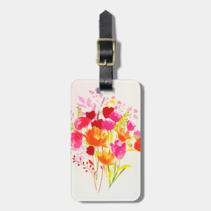Etiqueta Para Maletas Floral Meadow Peach Peach Pink Watercolor