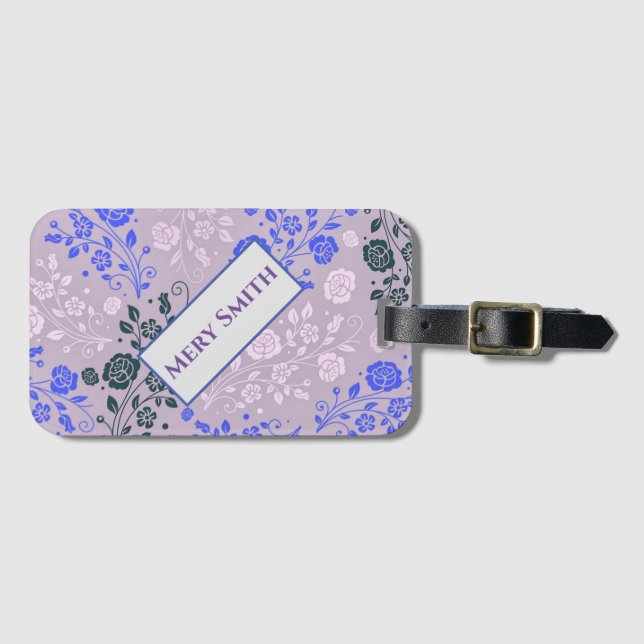 Etiqueta Para Maletas Floral moderna Su nombre (Anverso horizontal)