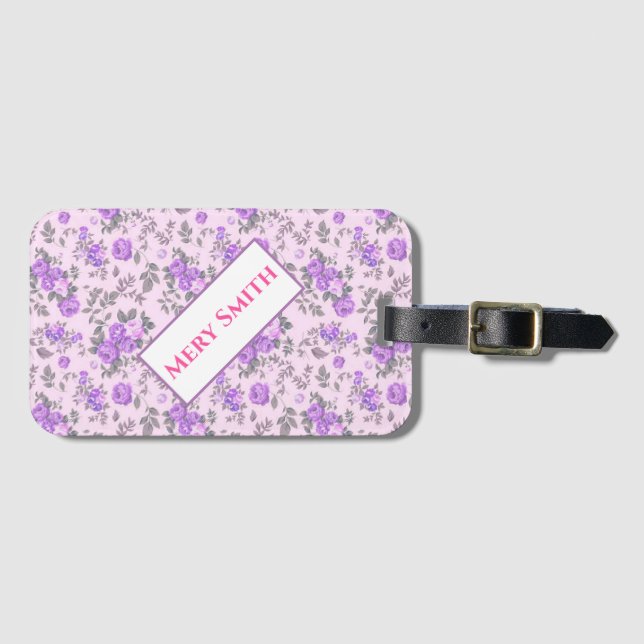 Etiqueta Para Maletas Floral moderna Su nombre (Anverso horizontal)