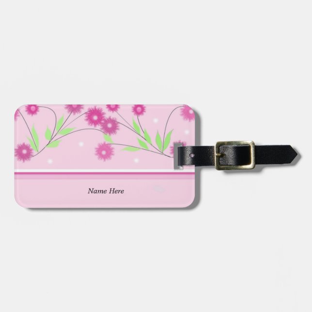 Etiqueta Para Maletas Floral Moderno Rosa (Frente Horizontal)