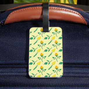 Etiqueta Para Maletas Floral pattern with yellow rose and tulip flowers