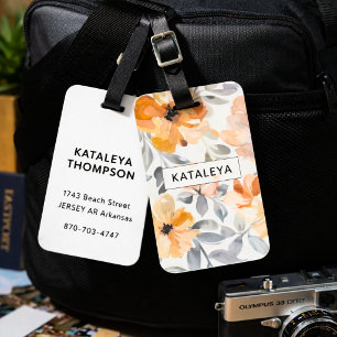 Etiqueta Para Maletas Floral Personalizado Otoño Suave