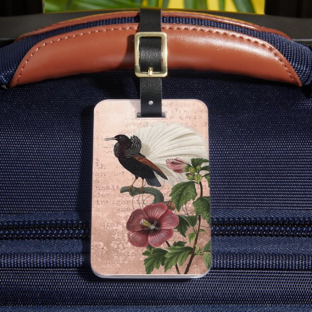 Etiqueta Para Maletas Floral rosa elegante (Anverso In situ 2)