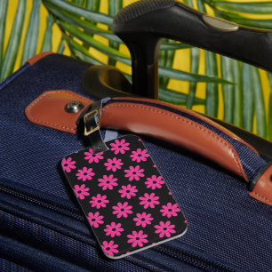 Etiqueta Para Maletas Floral Rosa y Negro