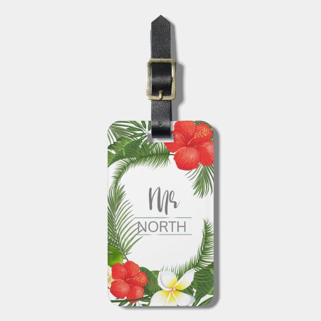 Etiqueta Para Maletas Floral tropical Sr. Groom ID475 (Frente Vertical)