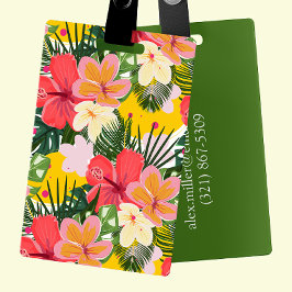 Etiqueta Para Maletas Floral tropical vibrante y personalizada