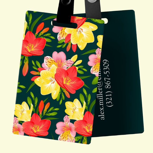 Etiqueta Para Maletas Floral tropical vibrante y personalizada (Subido por el creador)