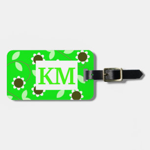 Etiqueta Para Maletas Floral verde monograma