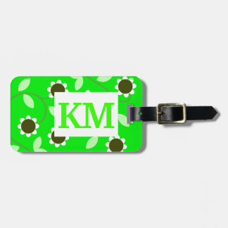 Etiqueta Para Maletas Floral verde monograma