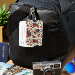 Etiqueta Para Maletas Floral vintage audaz y de inspiración retro
