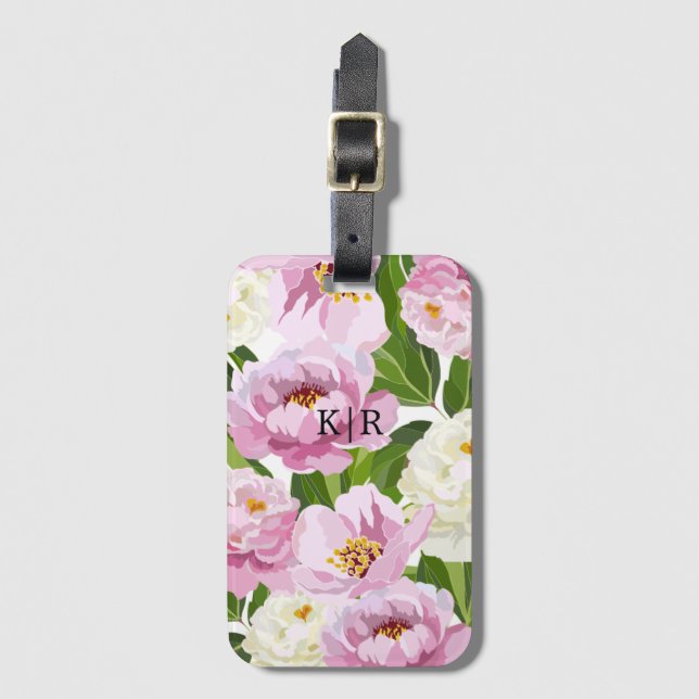 Etiqueta Para Maletas Florales Modernos (Anverso vertical)