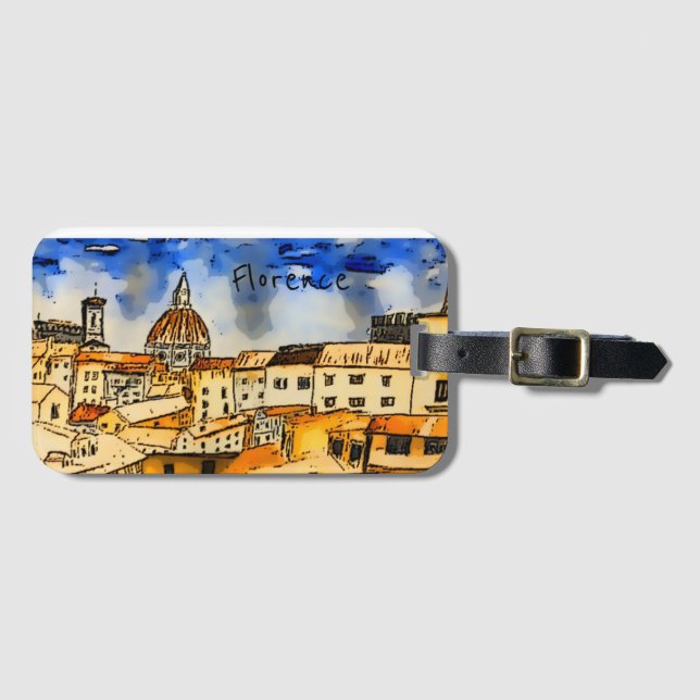 Etiqueta Para Maletas Florencia Italia  (Anverso horizontal)