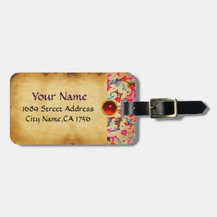 ETIQUETA PARA MALETAS FLORENTINA RENAISSANCE FLORES ROJOS, FLORES