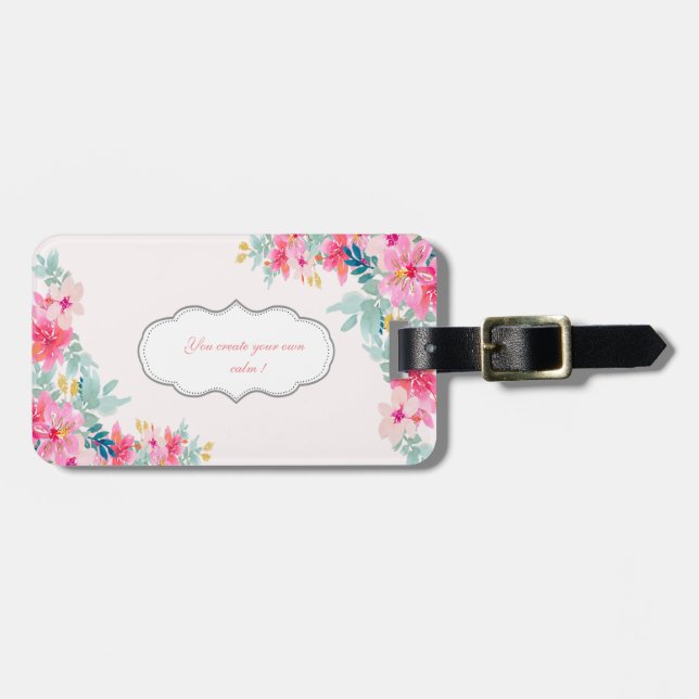 Etiqueta Para Maletas Flores acuáticas de moda,Mensaje motivacional (Frente Horizontal)