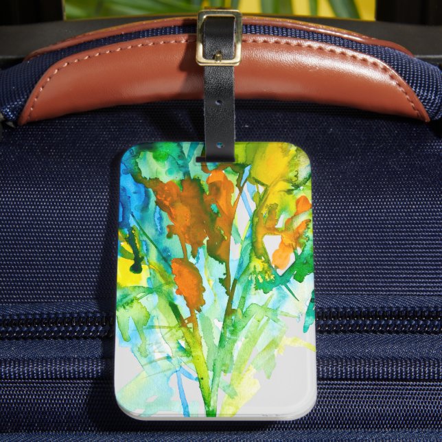 Etiqueta Para Maletas Flores acuáticas florales abstractas (Anverso In situ 2)