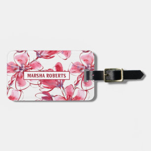 Etiqueta Para Maletas Flores acuáticas monogramadas